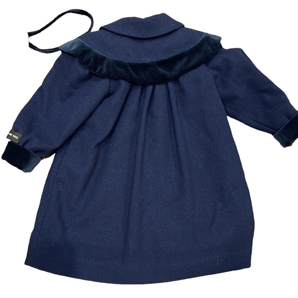 NWOT Braetan Girls Navy Wool Velvet Trim Winter Dress Coat and Hat SZ 4 - Picture 2 of 9